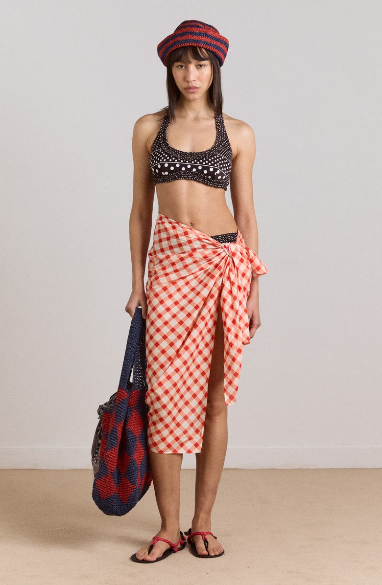 Damson Madder Cove Dot Ruffle Swim Top, Alternate, color, Multi