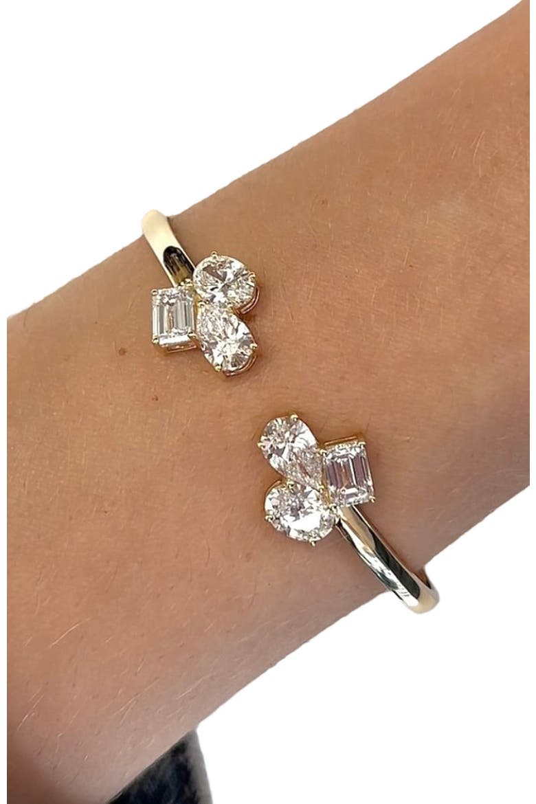 Multi Shape Cluster Cuff Lab Diamond in 14K Gold, Alternate, color, Yellow Gold