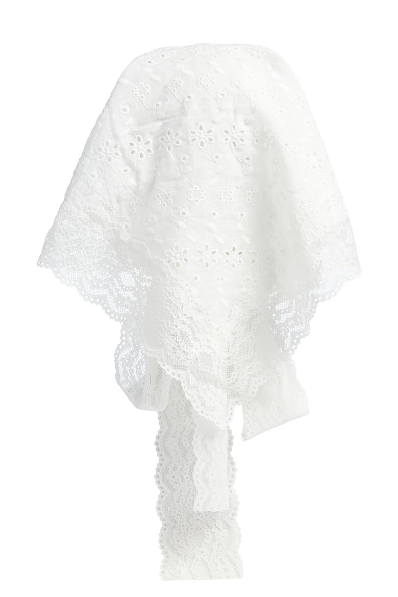 Eyelet Square Scarf, Alternate, color, WHITE