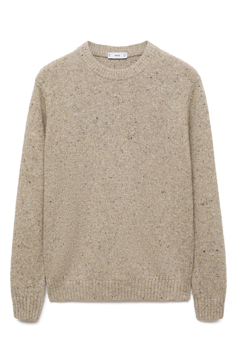 MANGO Nep Crewneck Sweater, Alternate, color, Sand