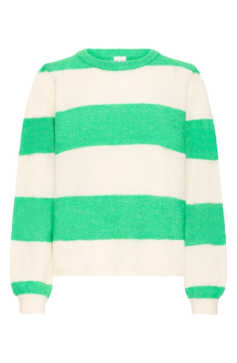 ICHI Ihdusty Stripe Sweater, Alternate, color, Kelley Green Birch Stripe