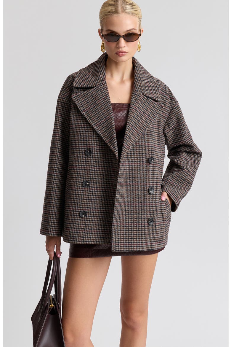 Houndstooth Peacoat, Alternate, color, NAVY - BROWN HOUNDSTOOTH