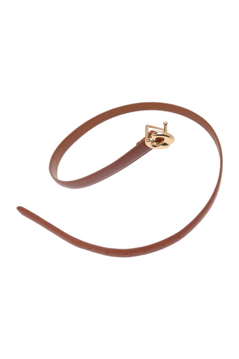 Slim smooth leather logo belt, Alternate, color, Tobacco