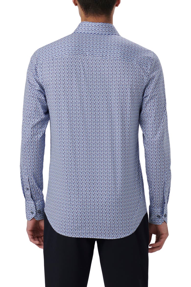 James OoohCotton® Geometric Print Button-Up Shirt, Alternate, color, FRENCH BLUE
