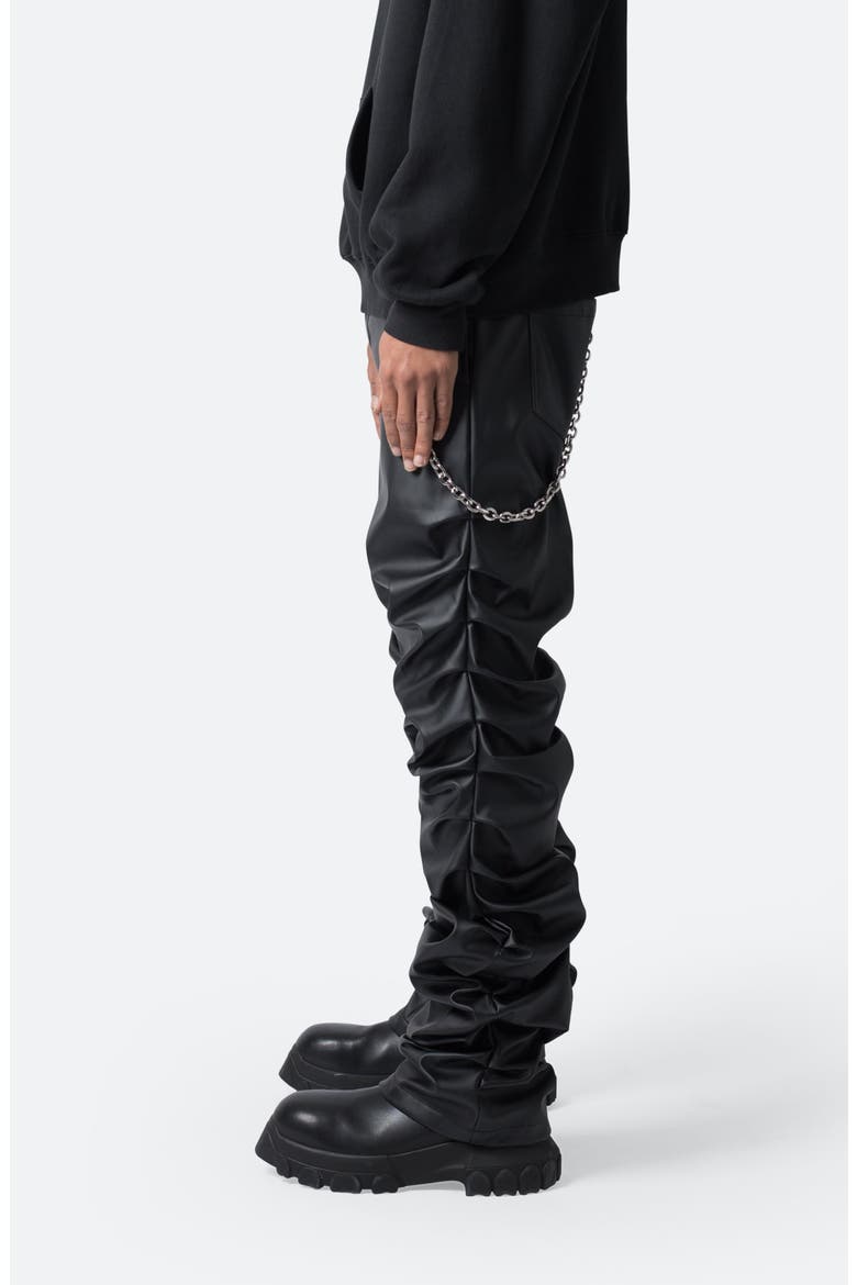 Stacked Faux Leather Pants, Alternate, color, BLACK