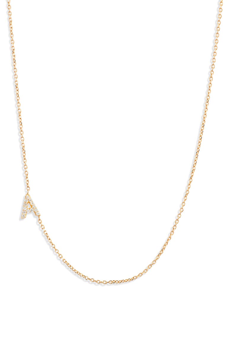 Anzie Love Letter Pavé Diamond Initial Pendant Necklace, Main, color, Gold-A