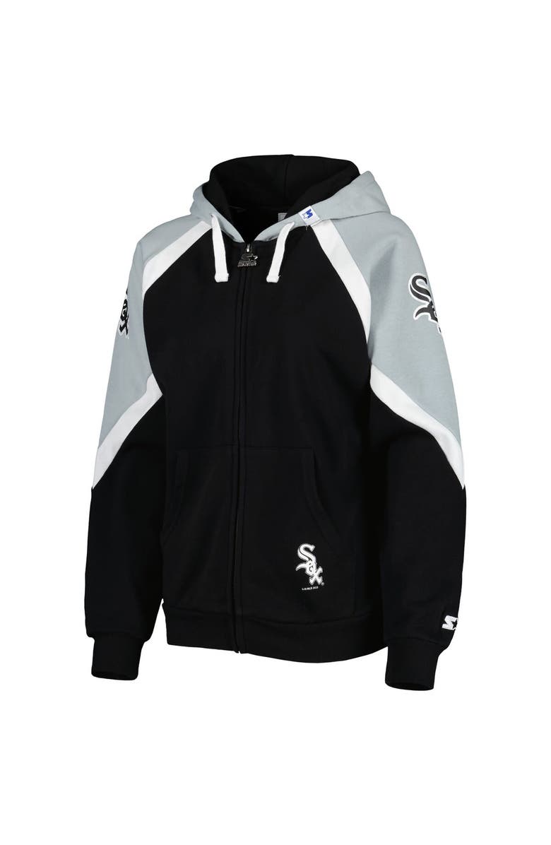 STARTER Women's Starter Black/Silver Chicago White Sox Hail Mary Full-Zip Hoodie, Alternate, color, Black