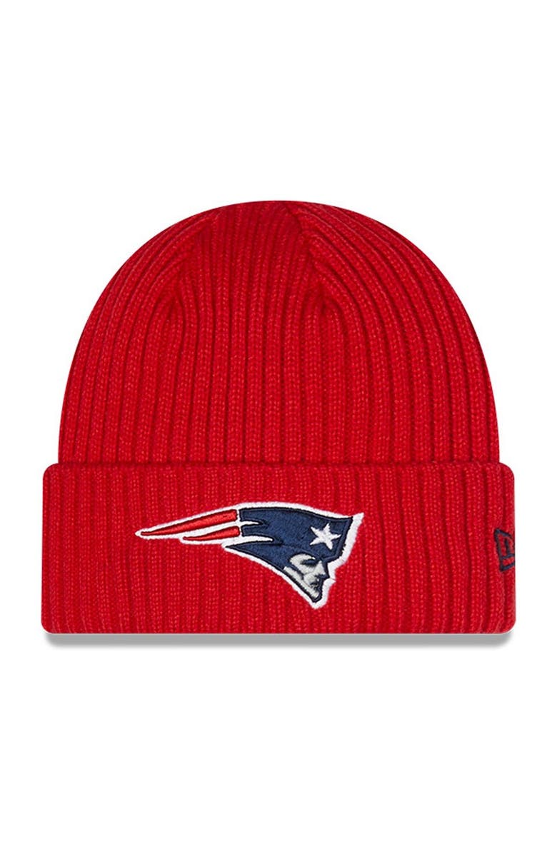New Era Youth New Era Red New England Patriots Core Classic Cuffed Knit Hat, Main, color,