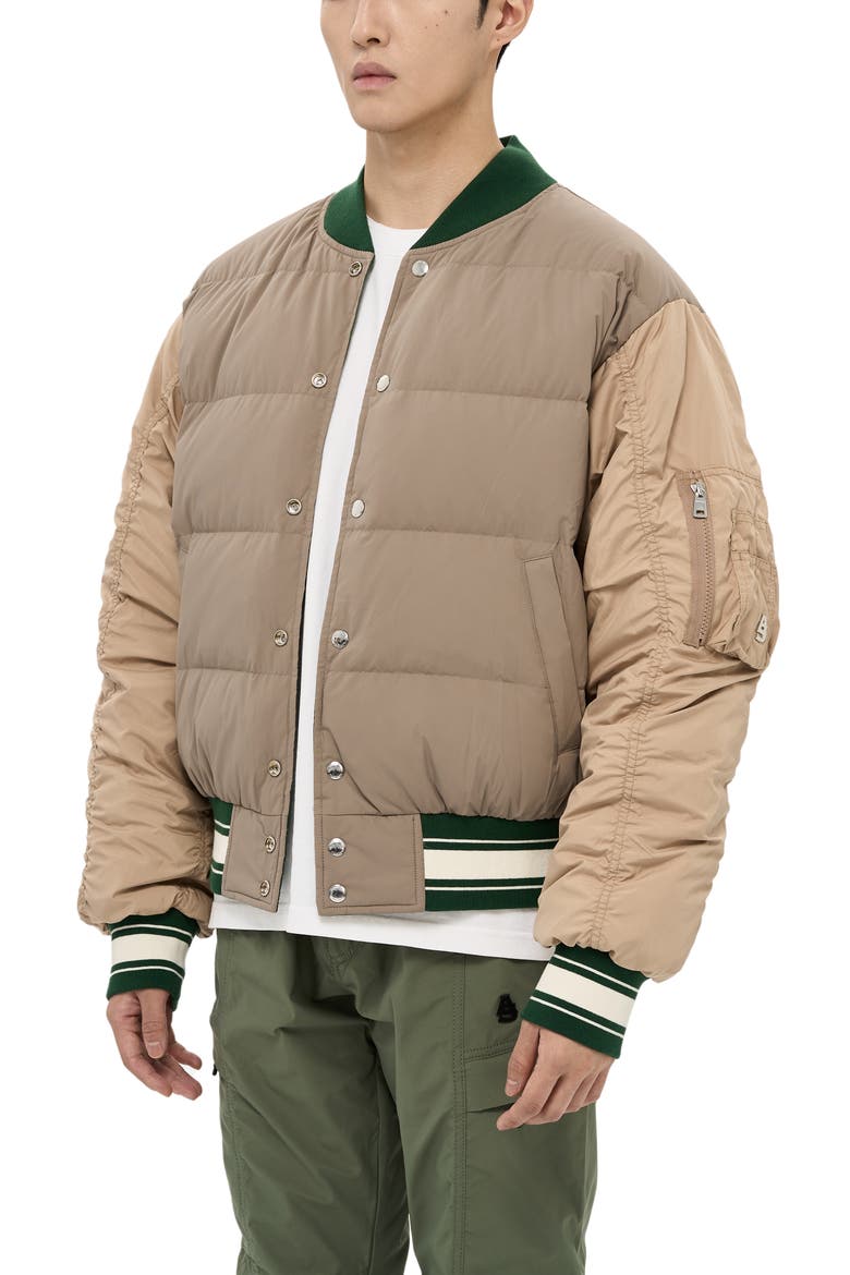 Hamden Mens Reversible Down Varsity Jacket, Alternate, color, Green
