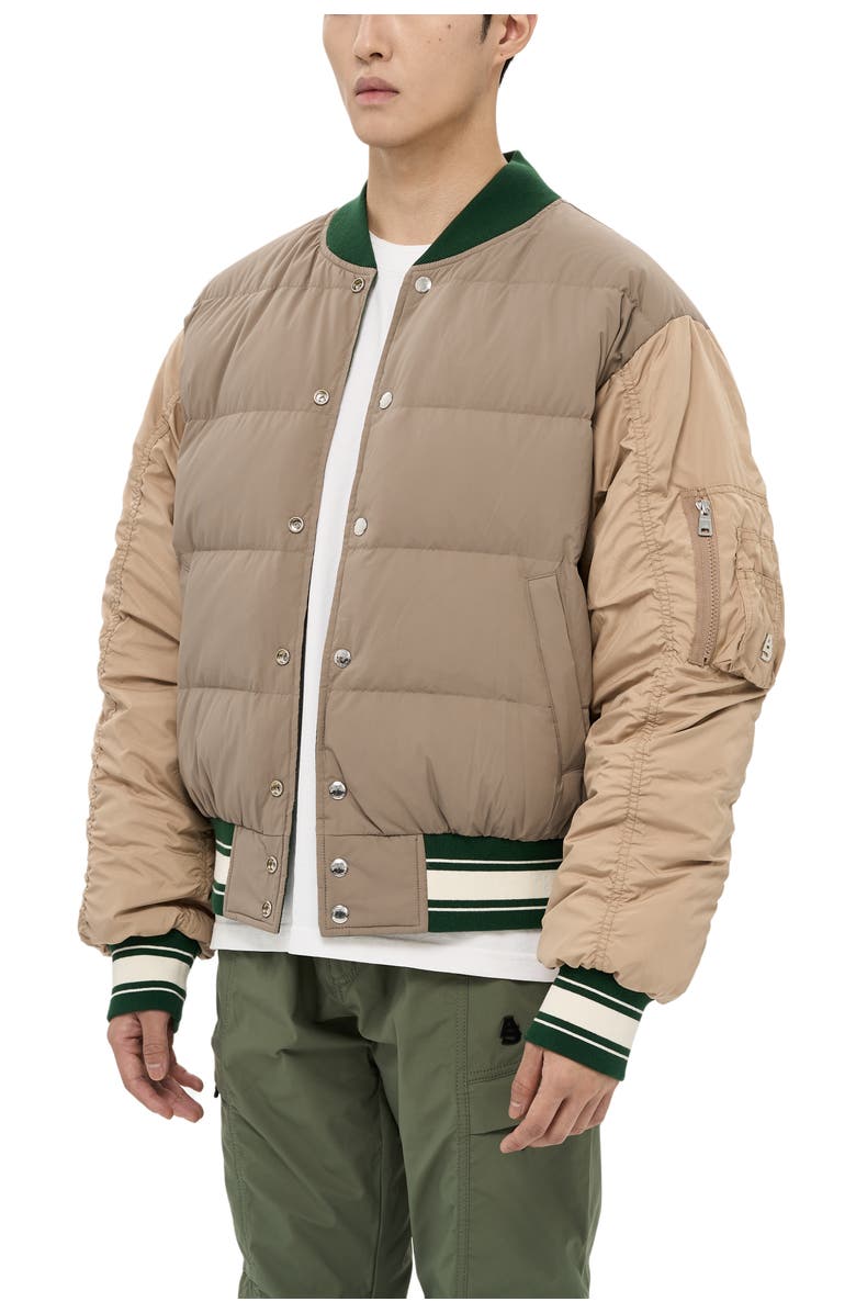 AlphaStyle Hamden Mens Reversible Down Varsity Jacket, Alternate, color, Green