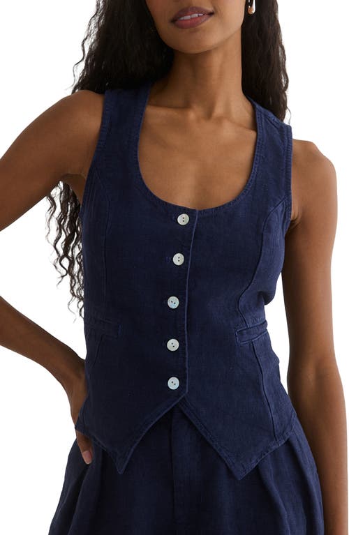 BELLA DAHL BELLA DAHL LINEN SCOOP NECK BUTTON-UP VEST 