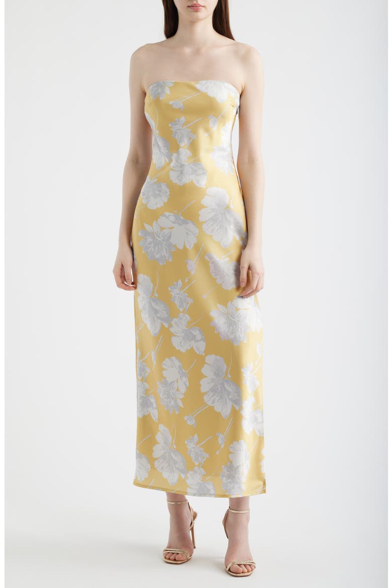 slip strapless dress Bow-Bandeau Cutout Satin Maxi Made of satin silk Tube Slip Dress Standard /