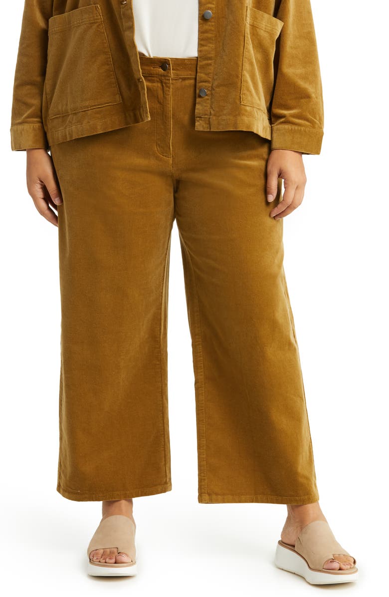 Eileen Fisher Wide Leg Crop Corduroy Pants, Main, color,