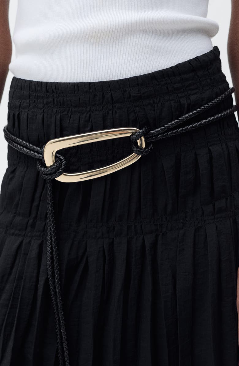 MANGO Pleated Midi Skirt, Alternate, color, Black