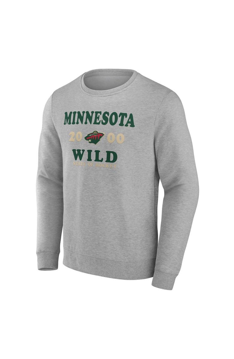 FANATICS Men's Fanatics Branded Heather Charcoal Minnesota Wild Fierce Competitor Pullover Sweatshirt, Alternate, color, Charcoal