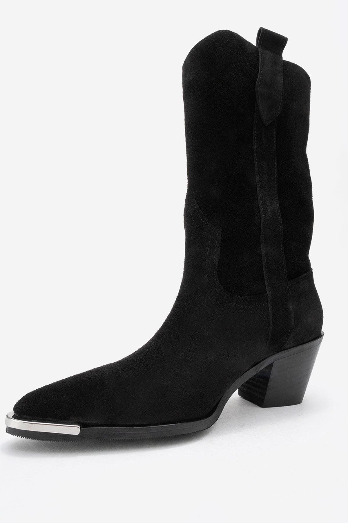 Forever & Always Shoes Alvi Leather Western Boot, Alternate, color, Black Suede