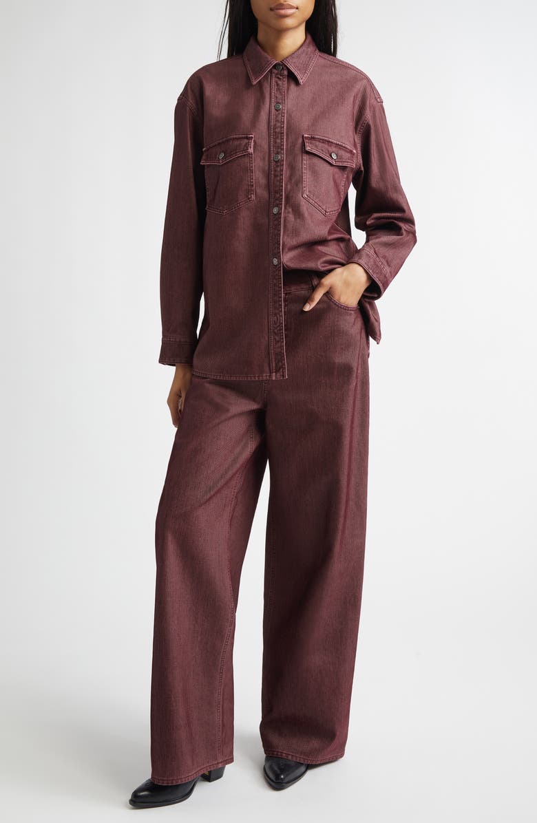 Golden Goose Journey Patty Cotton Twill Button-Up Shirt, Alternate, color, Port Royale