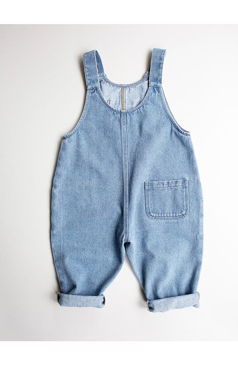 The Simple Folk The Oversized Denim Dungaree, Alternate, color, Mid Denim