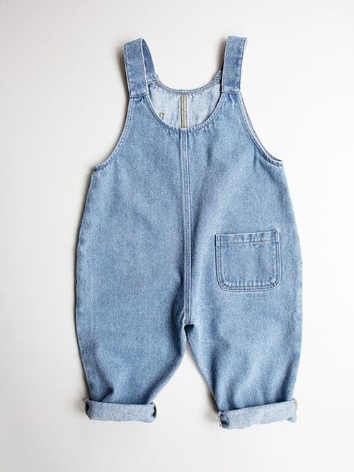 The Simple Folk The Oversized Denim Dungaree In Mid Denim