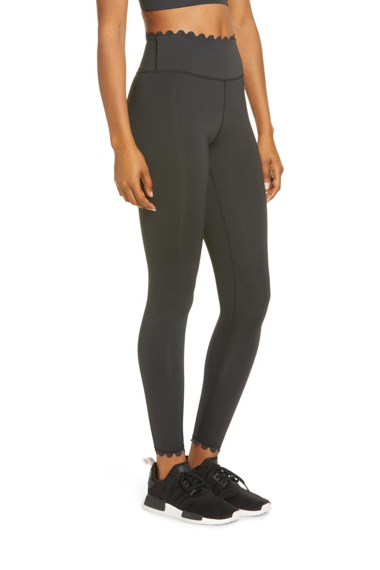 Scallop Active High Waist Leggings, Alternate, color, JET BLACK