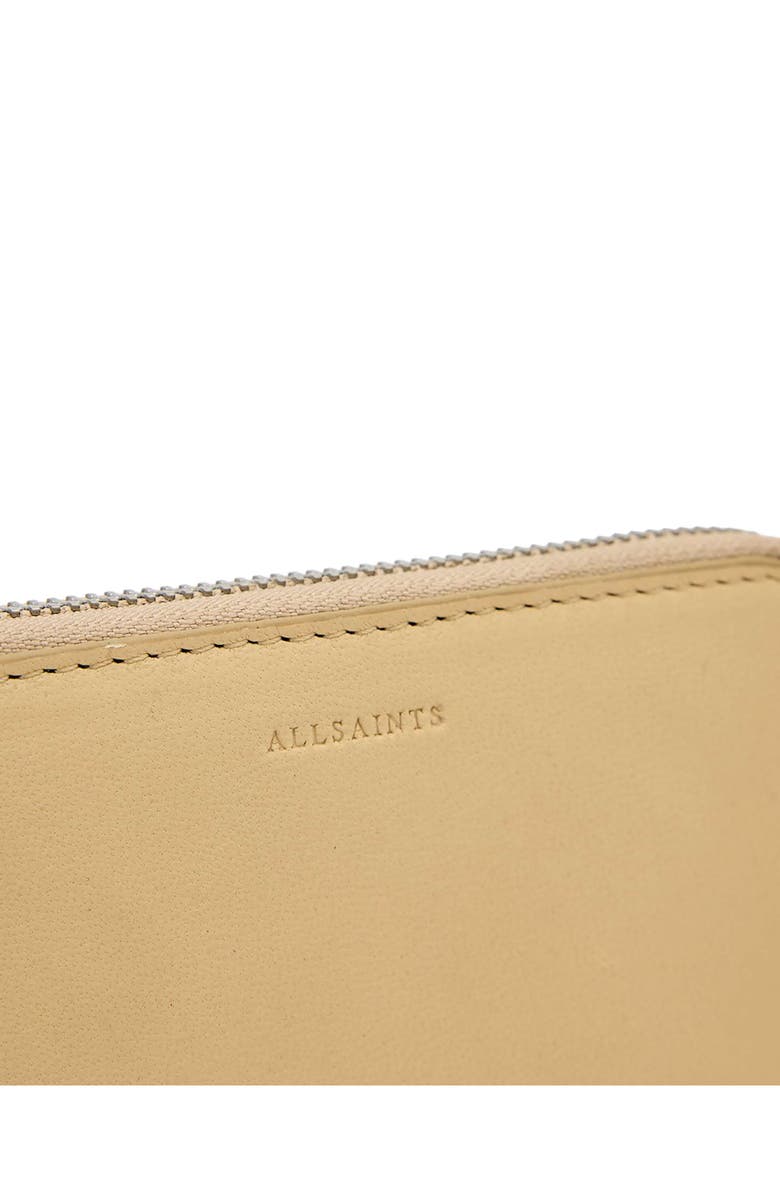 AllSaints Lena Hex Leather Zip Wallet, Alternate, color, Mellow Yellow