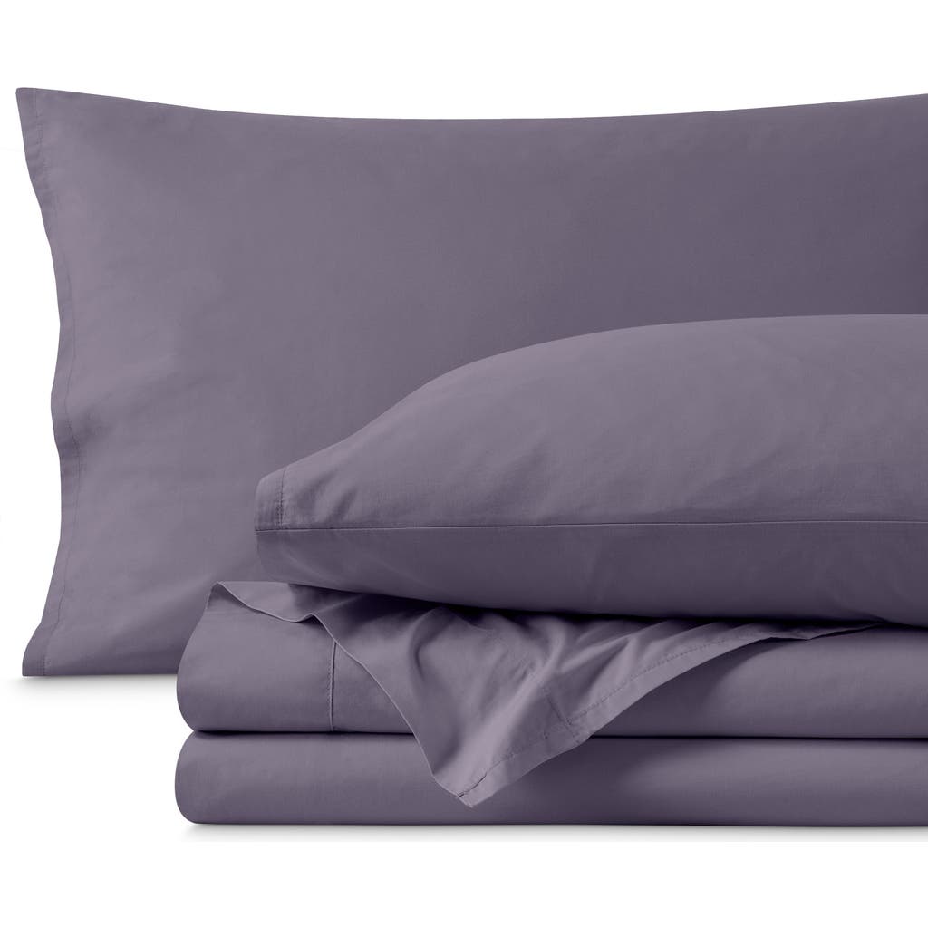 Bare Home 100% Organic Cotton Percale Cooling Sheet Set In Purple