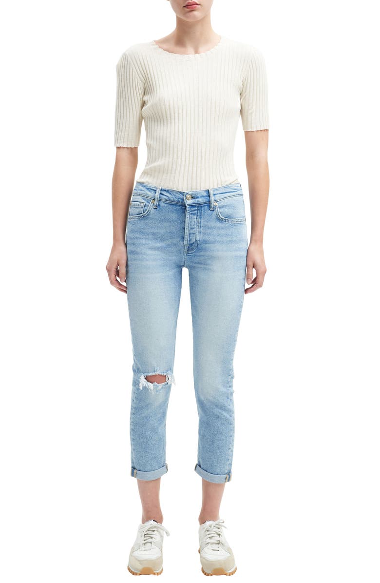 7 For All Mankind Josefina Ripped Crop Straight Leg Jeans, Alternate, color, 