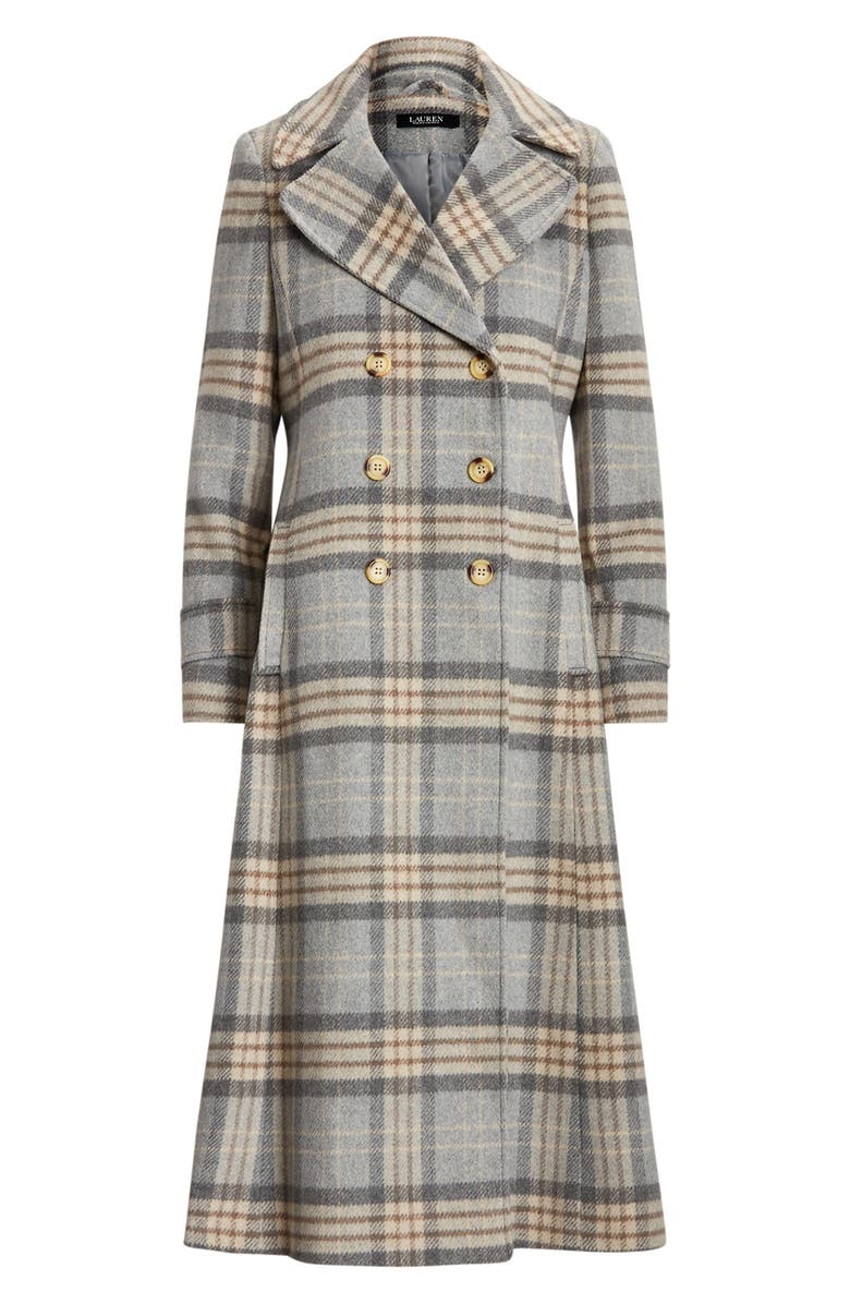 Lauren Ralph Lauren Plaid Wool Blend Coat, Alternate, color, 