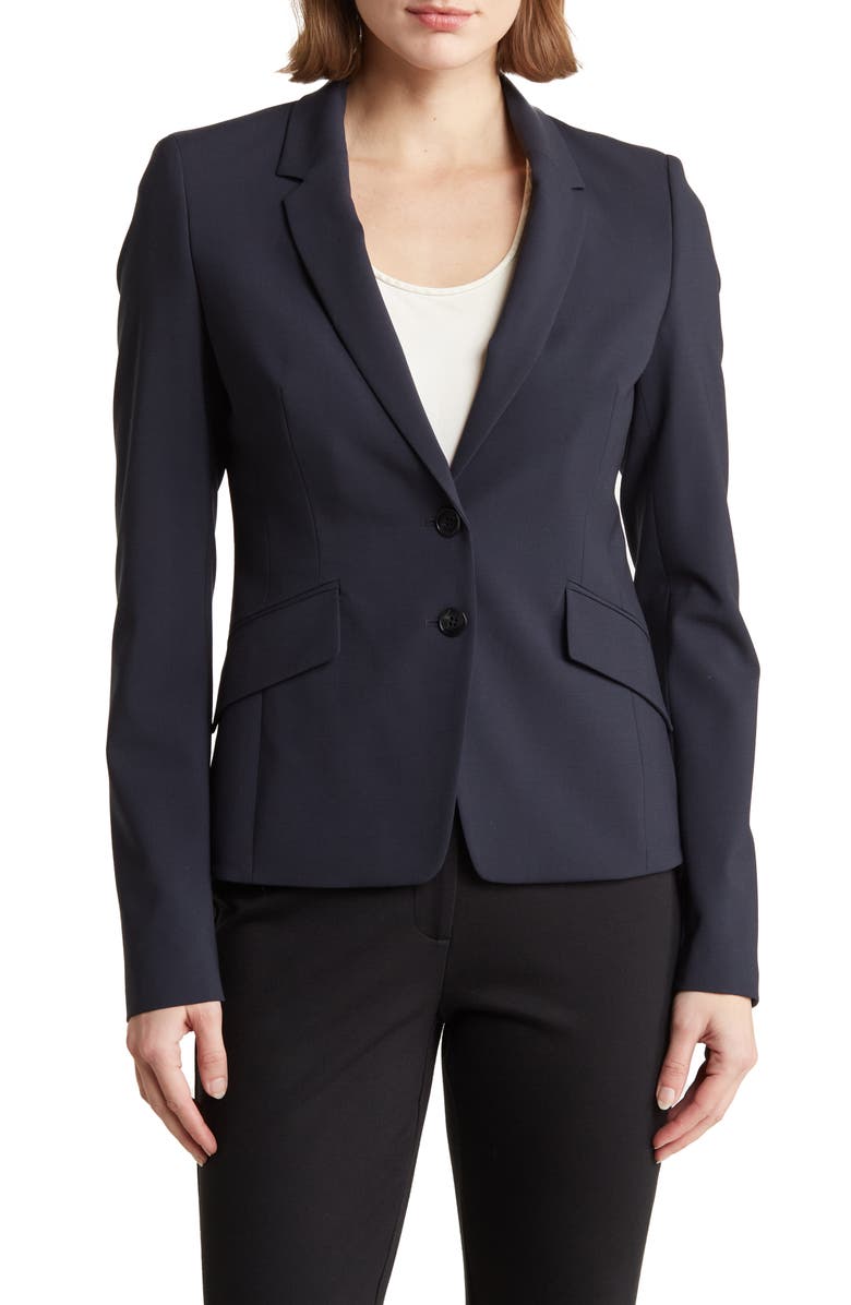 BOSS Jiletara Stretch Wool Jacket, Main, color, Nvy