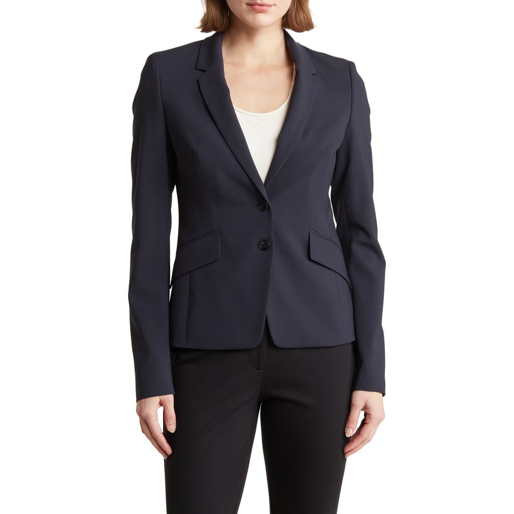 Hugo Boss Boss Jiletara Stretch Wool Jacket In Blue