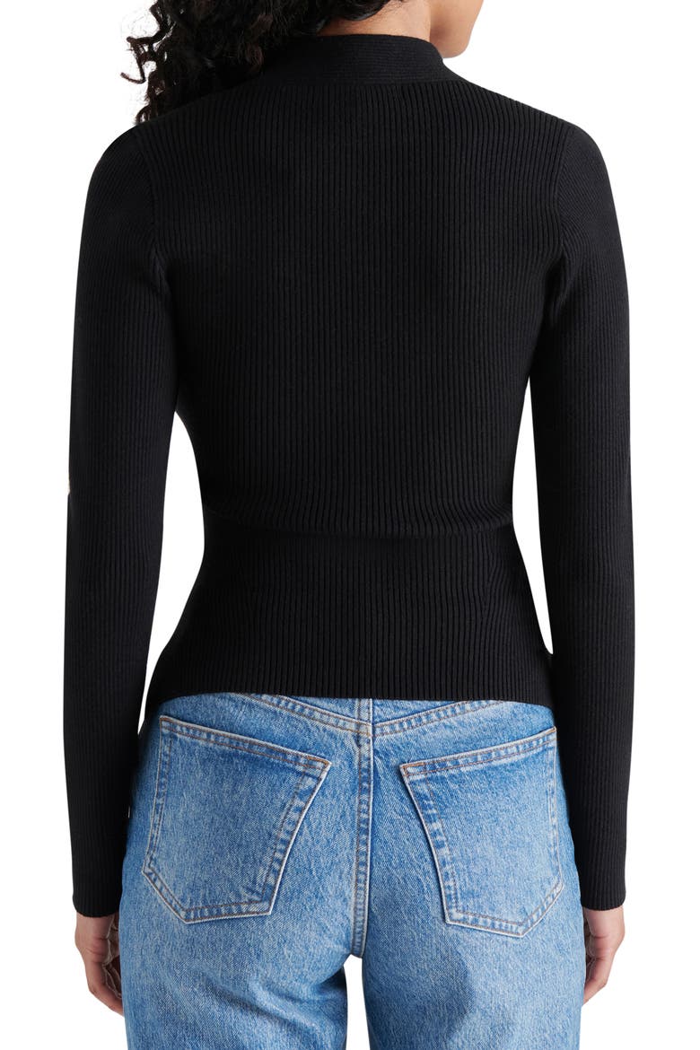 Francesco Crossover Rib Sweater, Alternate, color, BLACK