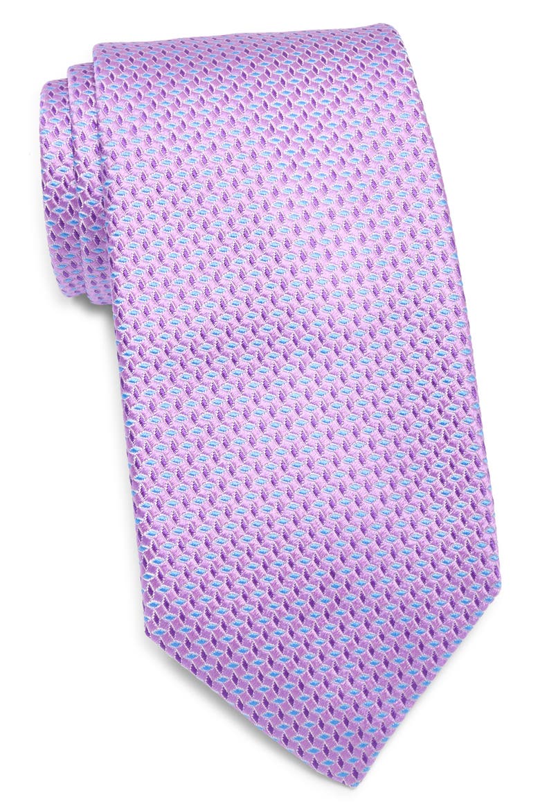 Geo Jacquard Silk Tie, Main, color, BERRY