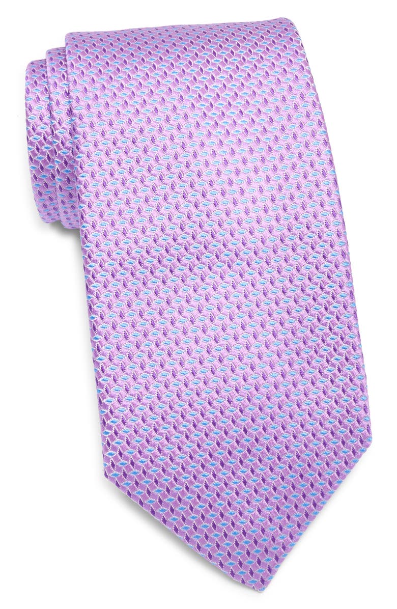 David Donahue Geo Jacquard Silk Tie, Main, color, Berry