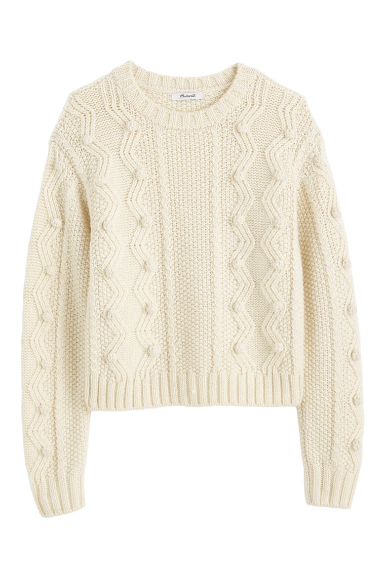 Mix Stitch Crewneck Sweater, Alternate, color, IVORY