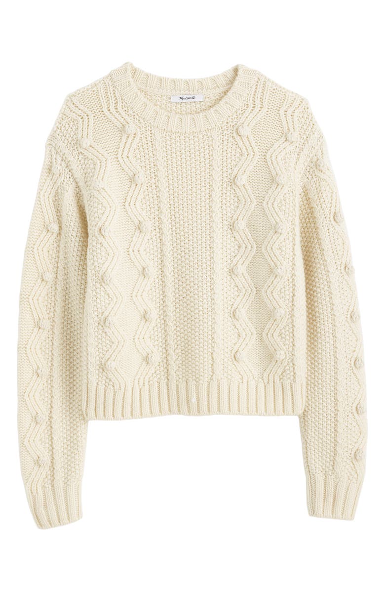Madewell Mix Stitch Crewneck Sweater, Alternate, color, Ivory