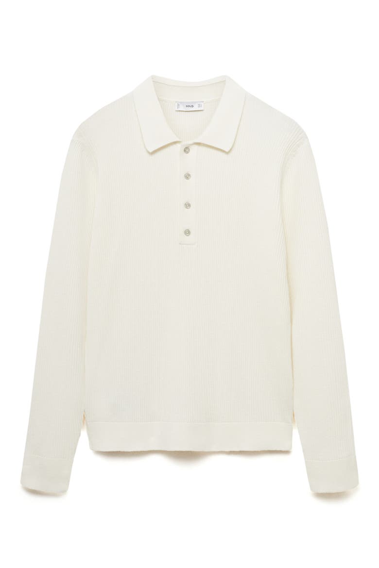 Rib Long Sleeve Polo, Main, color, OFF WHITE