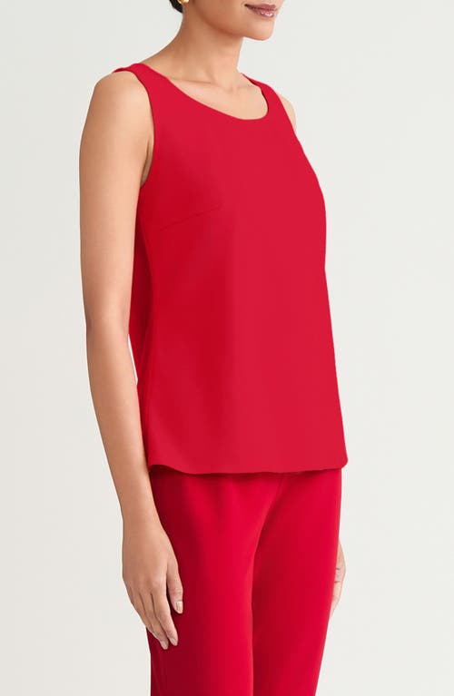 Ming Wang Deco Scoop Neck Stretch Crepe Tank In Red