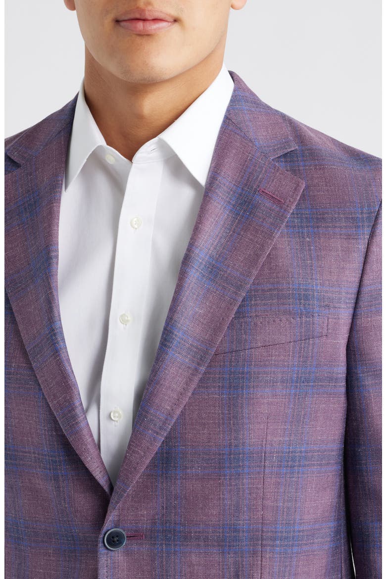 Hyperlight Soft Purple Plaid Wool & Silk Blend Sport Coat, Alternate, color, PURPLE