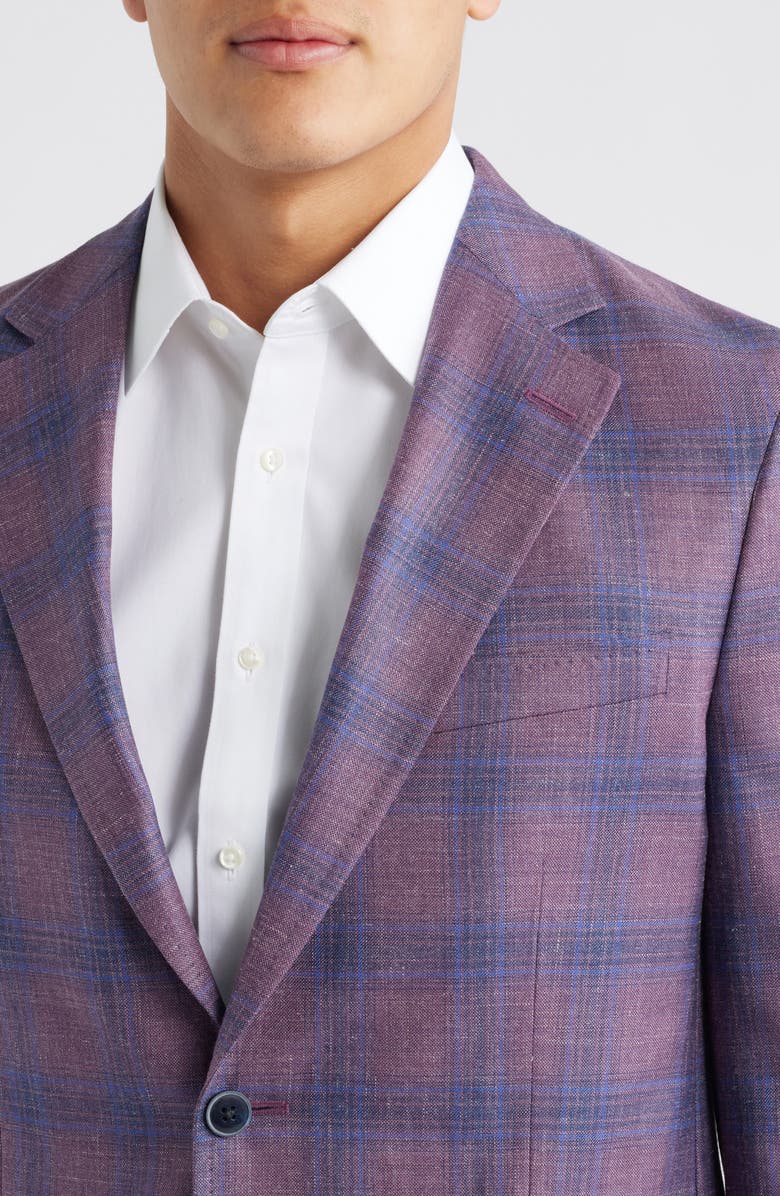 Peter Millar Hyperlight Soft Purple Plaid Wool & Silk Blend Sport Coat, Alternate, color, Purple