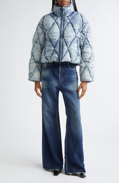 Diesel Women W-histel Denim Down Jacket In Blue