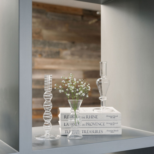 Cg Hunter Etched Borosilicate Glass Bud Vases In Gray