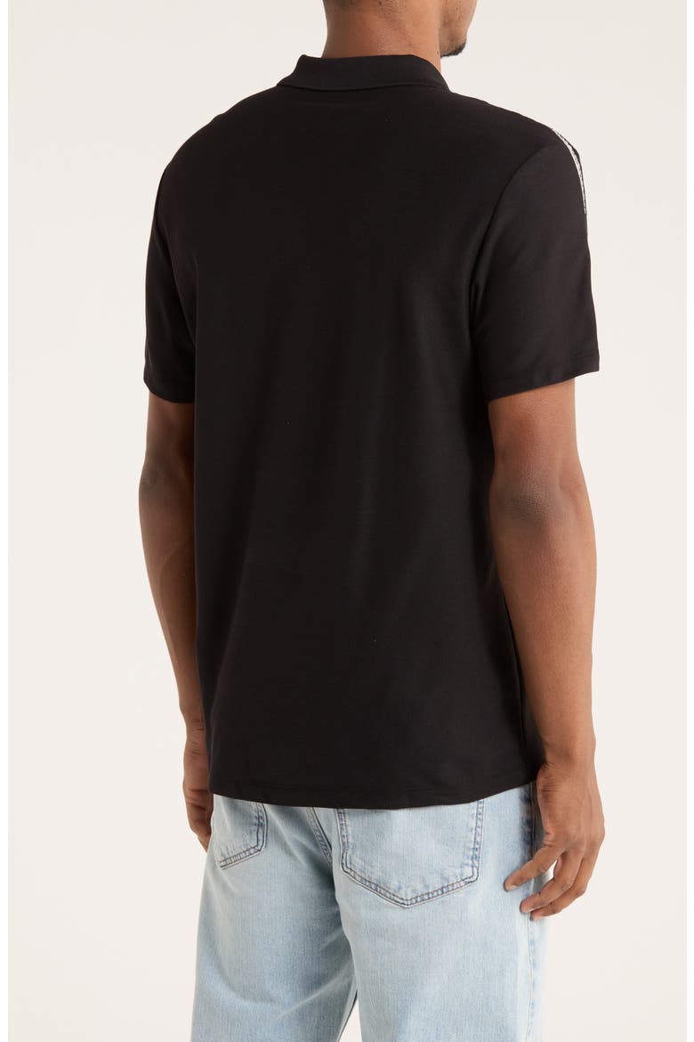 Logo Tape Zip Polo, Alternate, color, BLACK