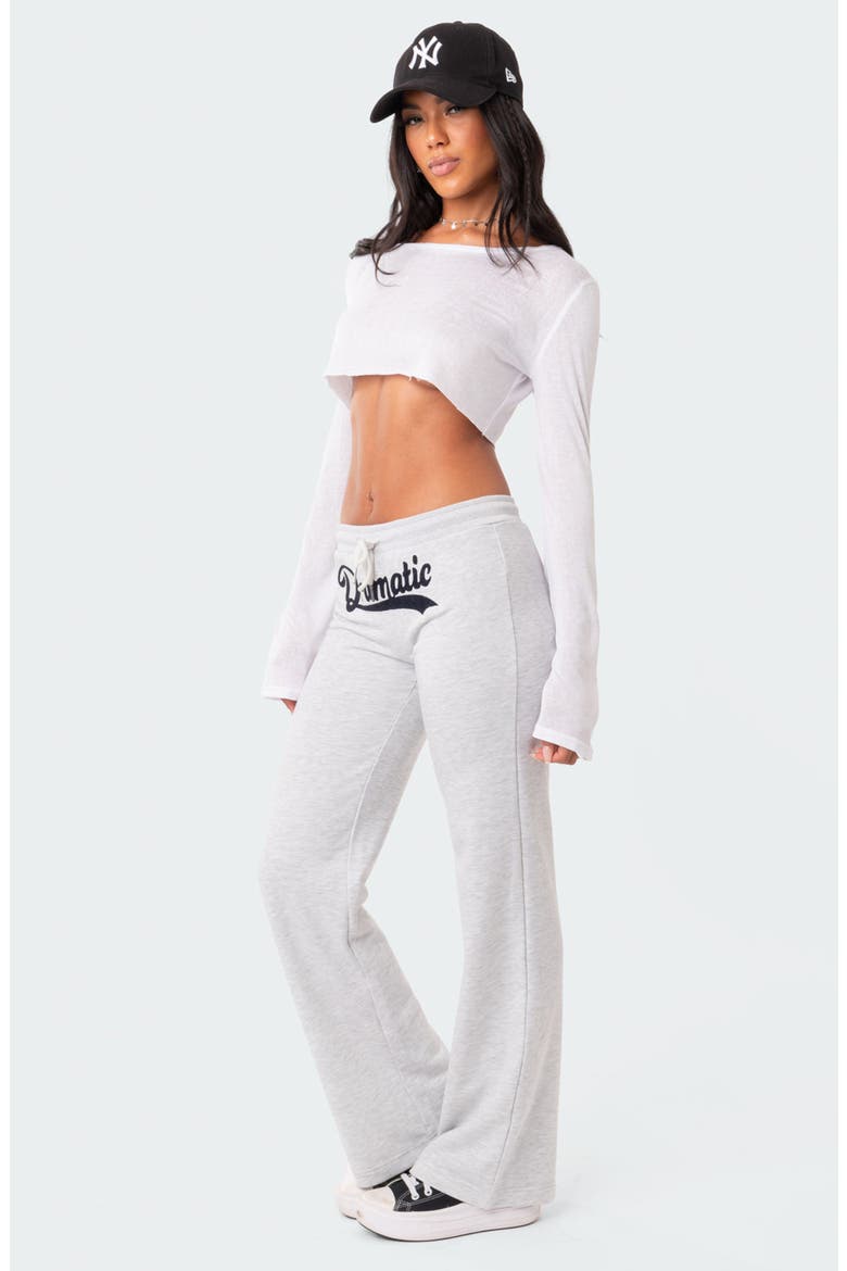 Dramatic Appliqué Low Rise Cotton Blend Fleece Pants, Alternate, color, GRAY