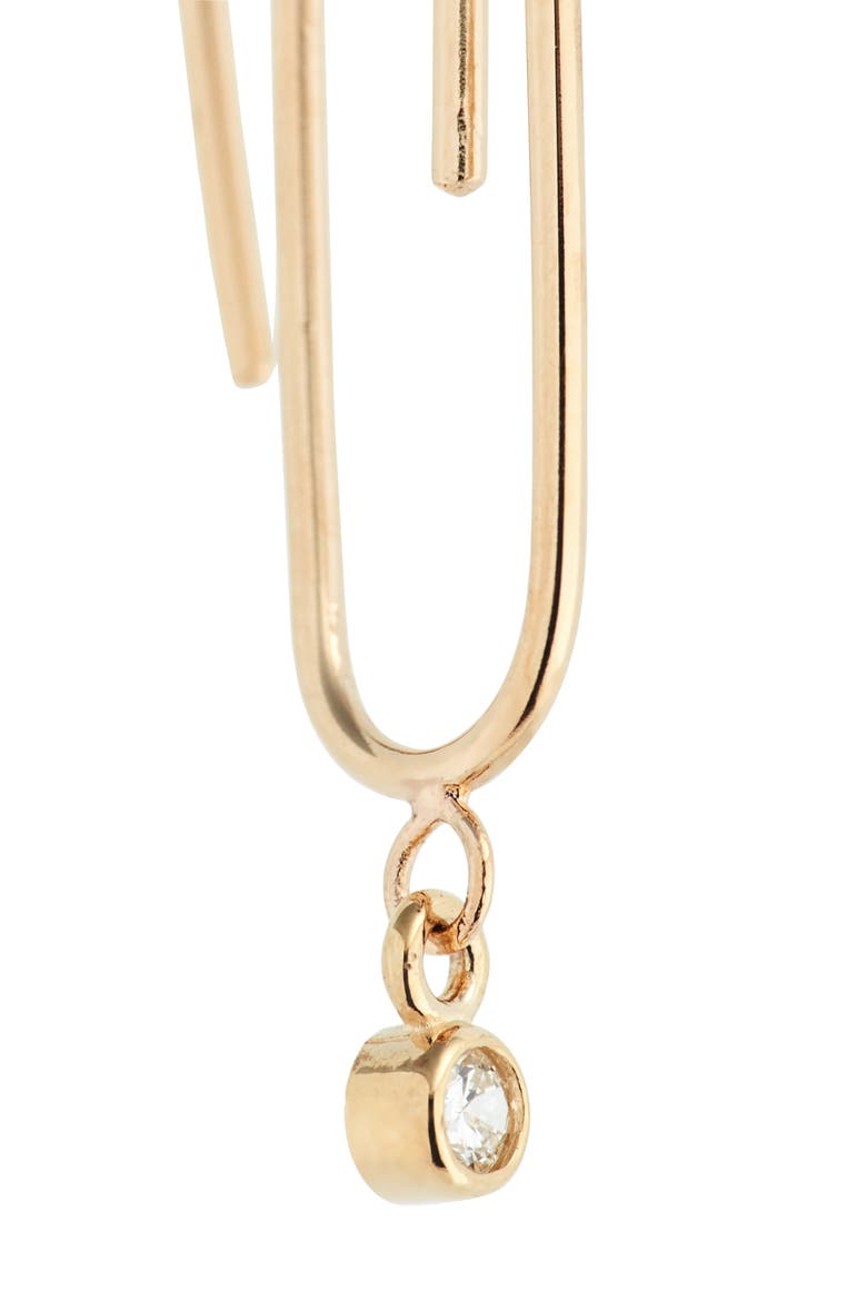 Small Diamond Paperclip Hoop Earrings, Alternate, color, DIAMOND/ YELLOW GOLD