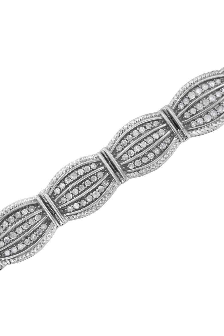 Silver 3.0 Cttw Prong Set Diamond Art Deco Style Tennis Bracelet, Alternate, color, White