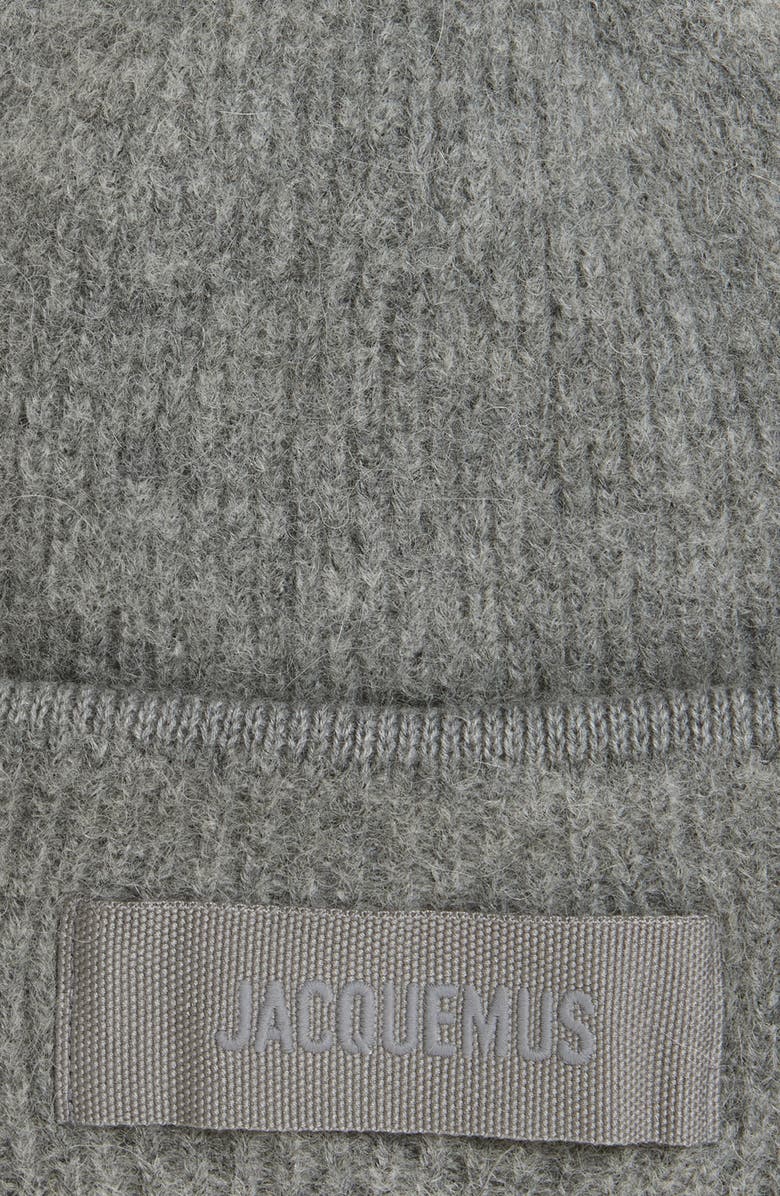 Jacquemus Le Bonnet Grosgrain Alpaca & Wool Blend Beanie, Alternate, color, Dark Grey