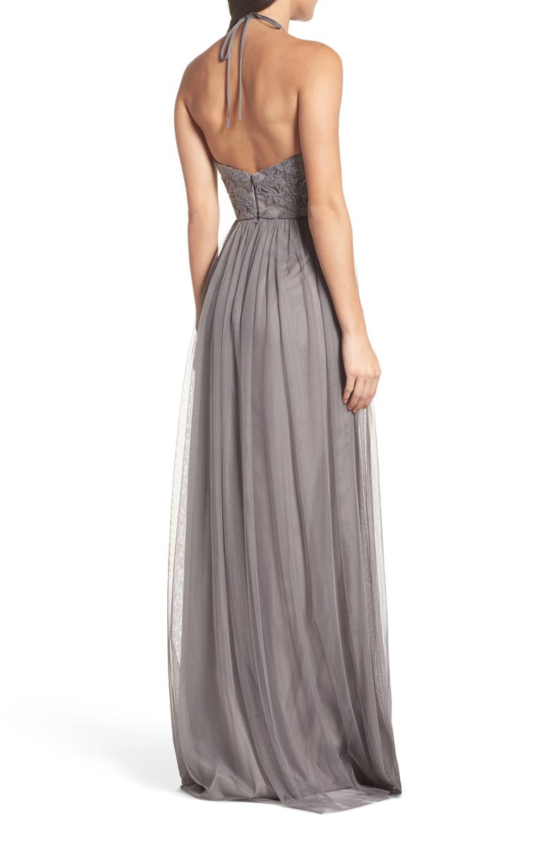 Amsale Sheridan Sequin Halter Dress, Alternate, color, 