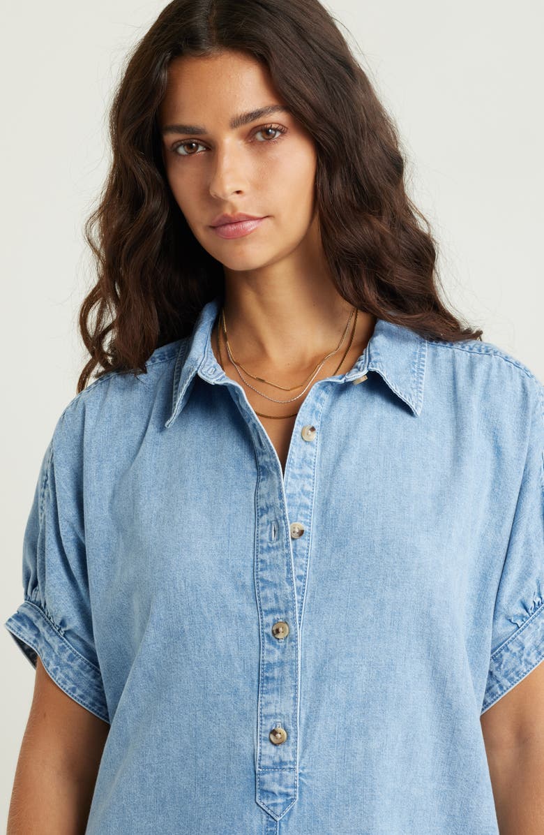 Treasure & Bond Chambray Polo High-Low Shift Dress, Alternate, color, 