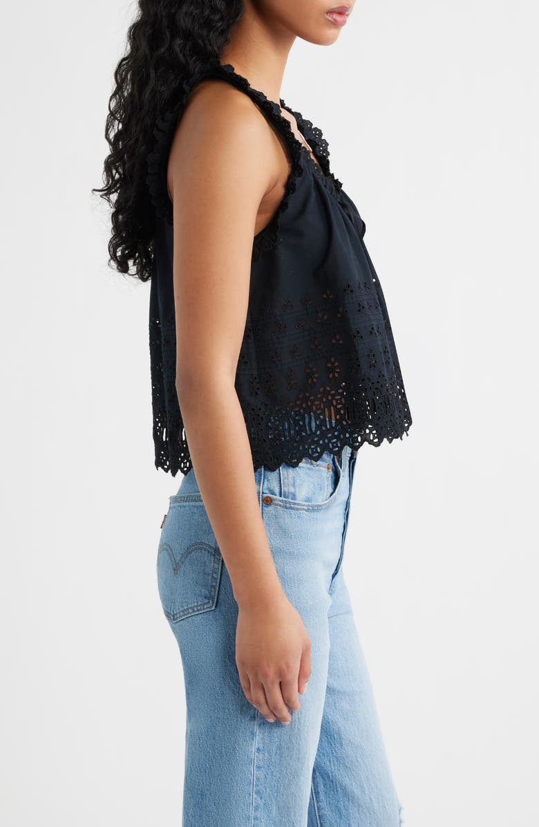DÔEN Toussine Sleeveless Eyelet Top, Alternate, color, Black
