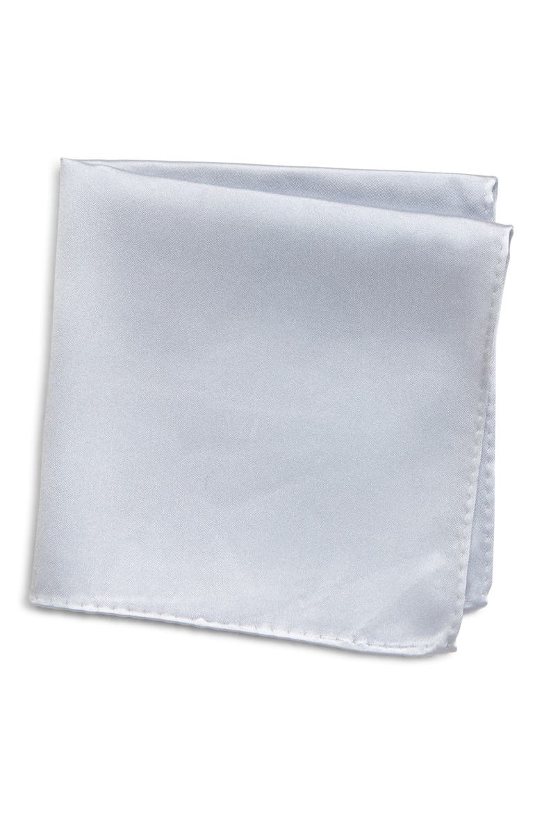 Solid Silk Pocket Square, Main, color, PLATINUM